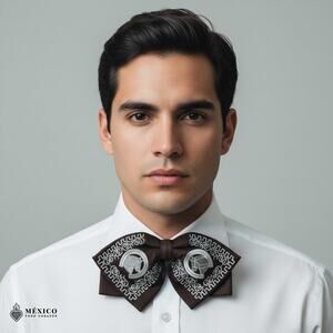 Mexican Embroidered Charro Moño – Traditional Satin Mariachi Bow Tie